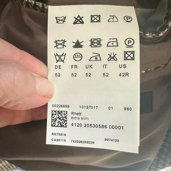 Hugo Boss 42R jacket virgin wool blend sport coat elbow patch blazer - Picture 8 of 8